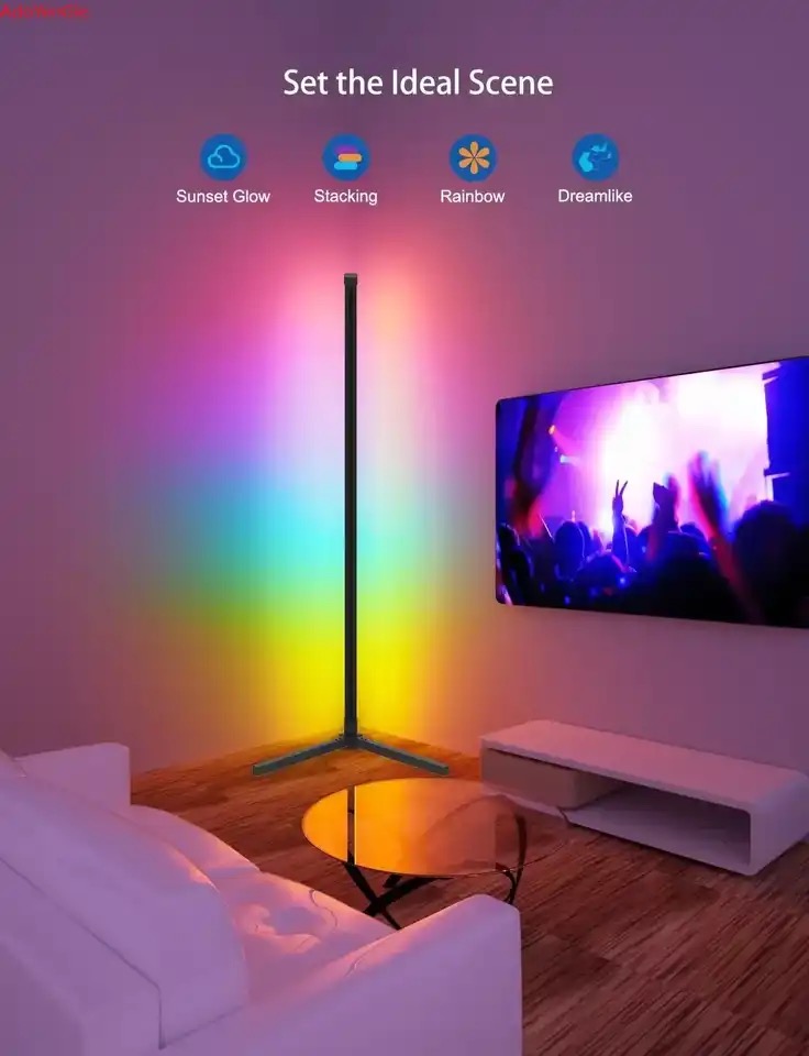 Кутова лампа підлогова торшер RGB з пультом управління. тринога 120 см